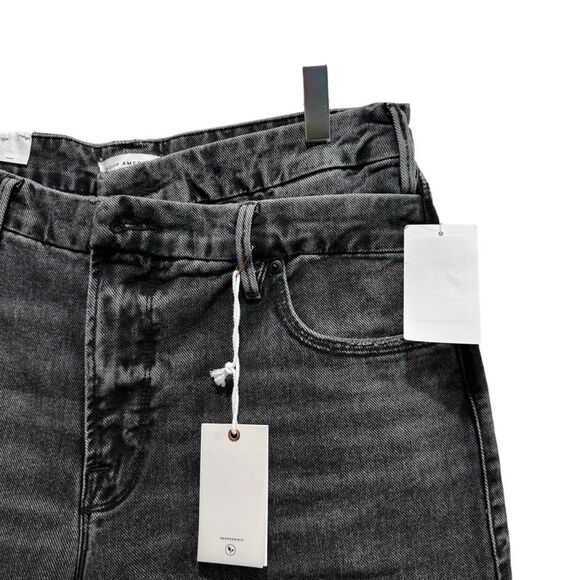 Good American Good 90s Icon Black Straight Leg Jeans Size 8 - Picture 4 of 13